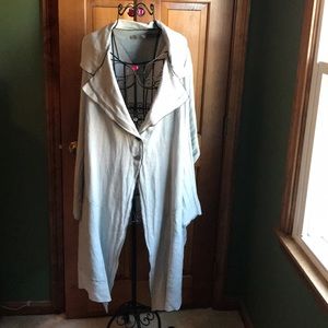 Cynthia Ashby Artsy Duster Gray 100% Linen XL